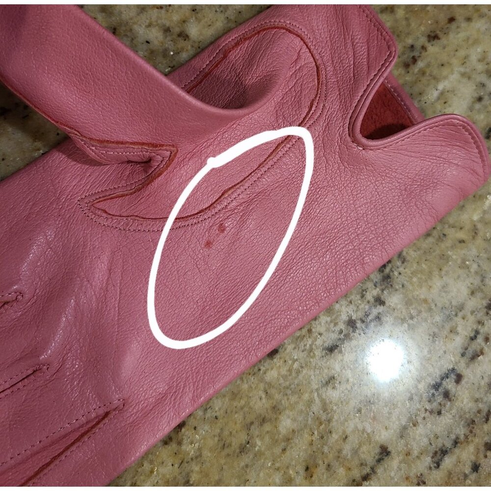 Vintage Womens Size S Pink Leather 8" Short Gloves Cabretta - Picture 13 of 16